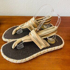 Nalho Womens Metallic Gold Yoga Mat Memory Foam Espadrilles Sandal Size 9
